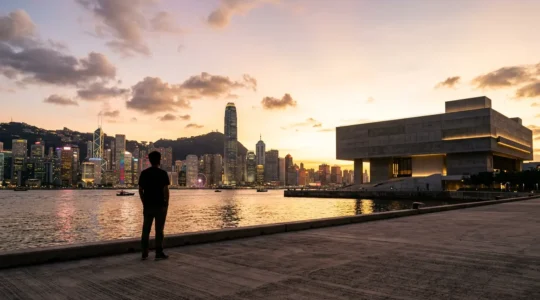 Contemporary art enthusiast experiencing Hong Kong's vibrant art scene during Art Basel week