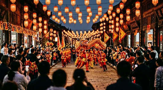 Traditional Chinese cultural performance showing distinction between festive celebrations
